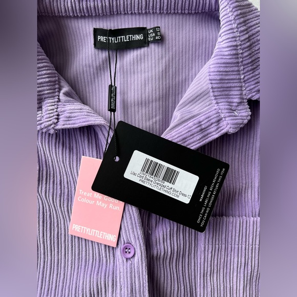 PLT - Lilac Cord Sleeve Oversized Cuff Shirt Dress - Size 8 - Picture 6 of 8
